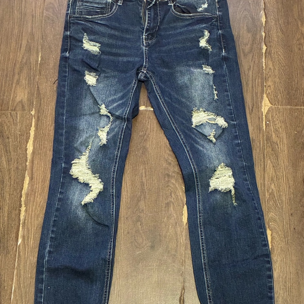 Dark Wash Distressed men’s Jeans - Blue